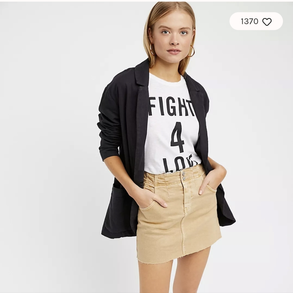 Free people beige jean skirt